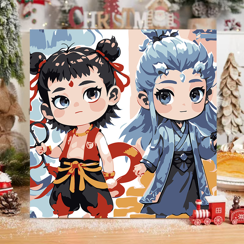 Picture of The child prodigy of Naohai diy digital oil painting manual coloring animation Ao C Naozha oil painting decorative painting