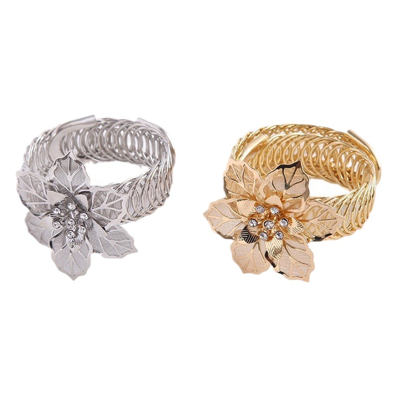 Creative non-perforated elastic spring ring simple curtain strap metal flower bauhinia curtain buckle manufacturers wholesale