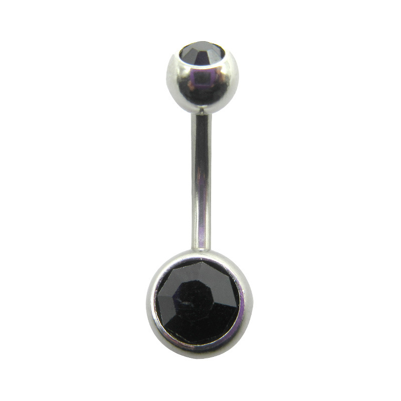 Picture of Meier Stainless Steel Double Diamond Umbilical Ring with Diamond Navel Buckle Cross-border Human Puncture Jewelry with Diamond Navel Nail