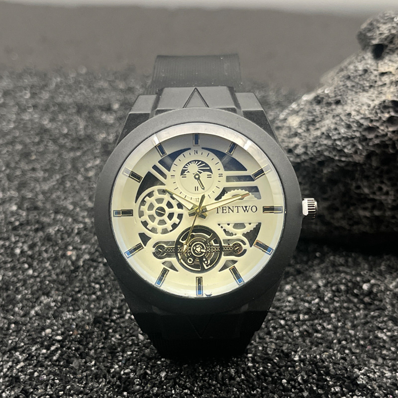 Picture of Cross-border foreign trade new fashion men's watch blue light hollow silicone strap sports quartz watch men's wholesale
