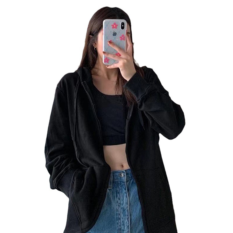 Picture of Fashionable Casual Small Loose Zipper Cardigan Thin Sweater Jacket 2025 Autumn New Easiest for Match Long Sleeve Gray Women
