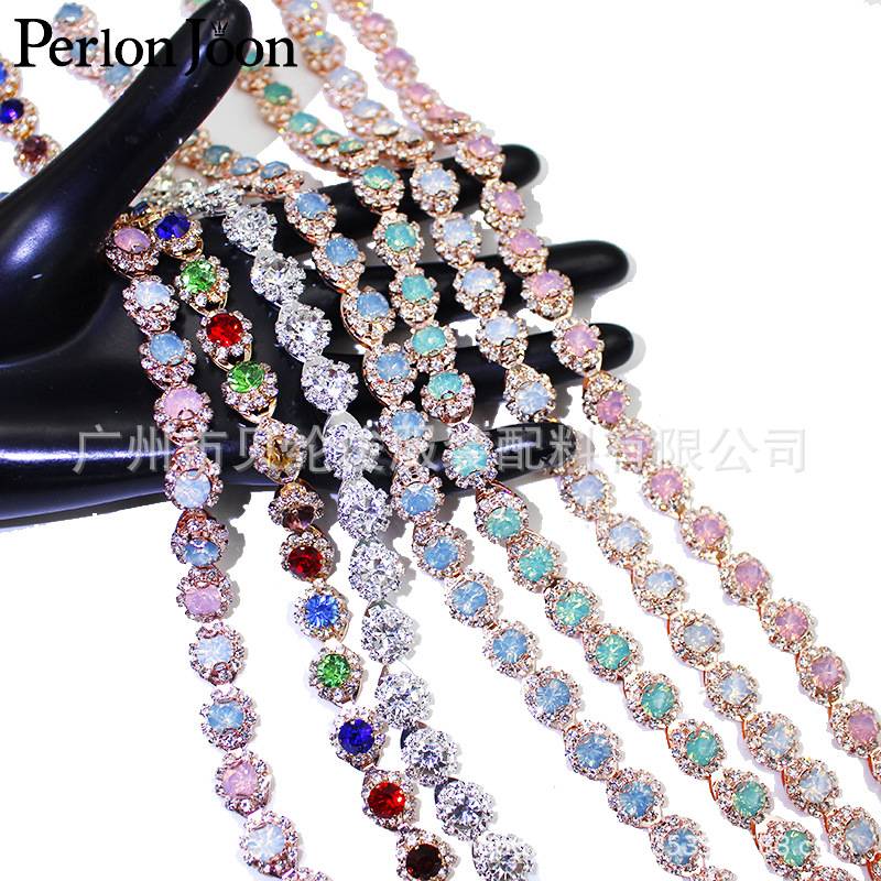 Color daisy welding code chain fancy round rhinestone diamond chain wedding dress DIY clothing accessories