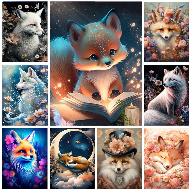 Foreign trade new cross-border 5D diamond painting full diamond landscape animal fox series diy mosaic painting manufacturers wholesale