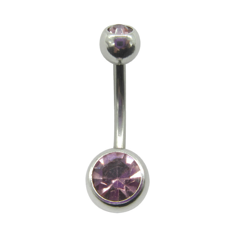 Picture of Meier Stainless Steel Double Diamond Umbilical Ring with Diamond Navel Buckle Cross-border Human Puncture Jewelry with Diamond Navel Nail