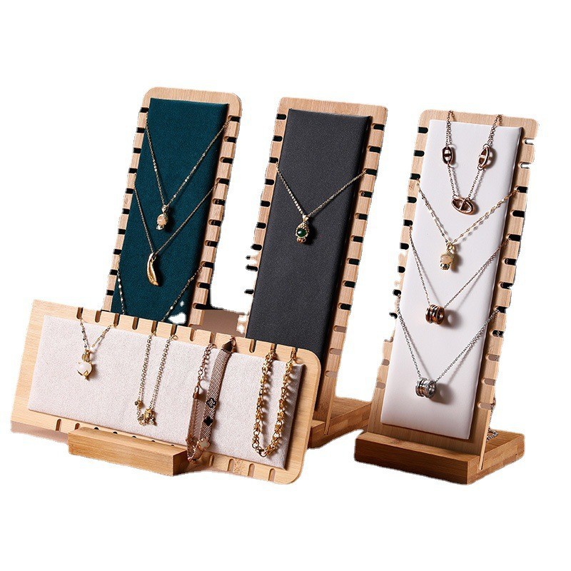Casual Bamboo Wooden Necklace Display Stand Jewelry Props Necklace Hanger Display Board Pendant Jewelry Display Stand