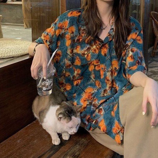 Hong Kong Style Retro Tie-Dye Short-Sleeved Shirt for Women, Loose and Versatile Shirt, Summer New Fashion, Personalized Street Top Trend