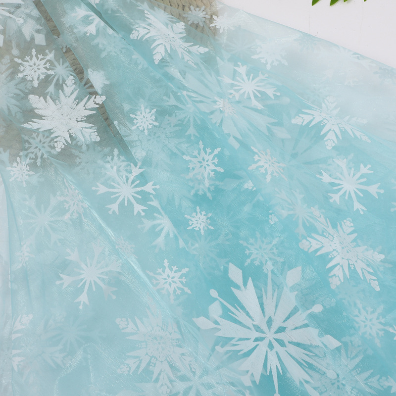 Customized White Large Snowflake Organza Frozen Toy Princess Dress Christmas Performance Clothing Stage Clothing Mesh