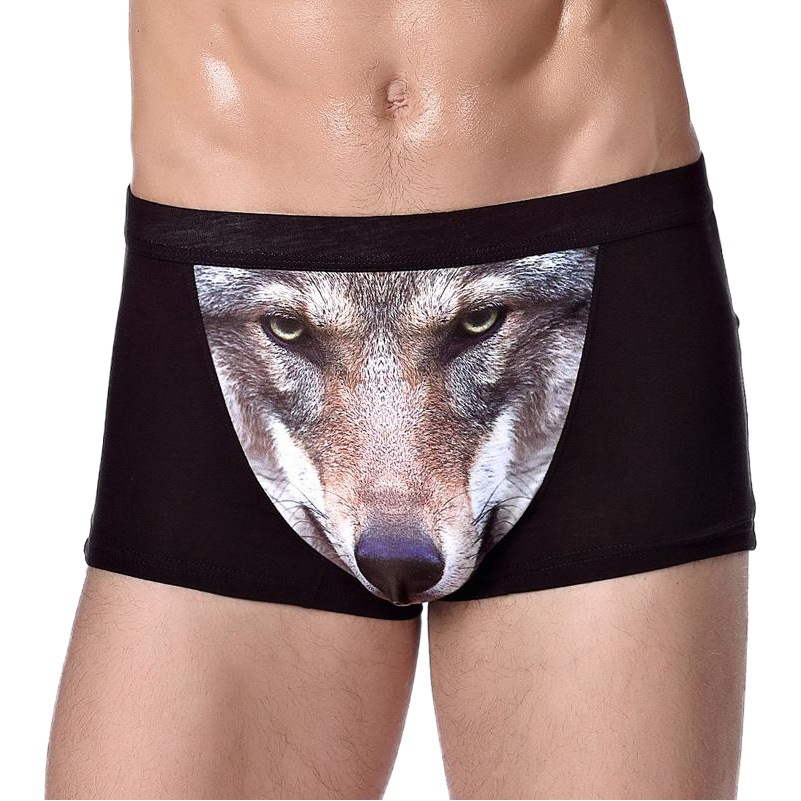 3D personality printing men's underwear waist Young Wolf Eagle modal men's boxers a generation of hair