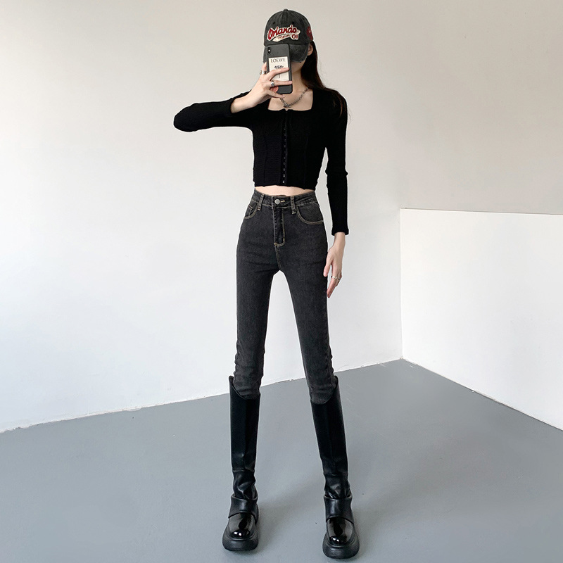 Picture of High Waist Jeans Women's Spring and Autumn 2023 New Tight Slimming Stretch Pencil Slim-Fit Small Feet Long Trendy Pants