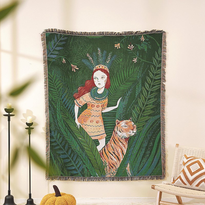 Picture of ins style illustration line blanket camping blanket leisure blanket nap blanket blanket American sofa blanket picnic blanket bed blanket