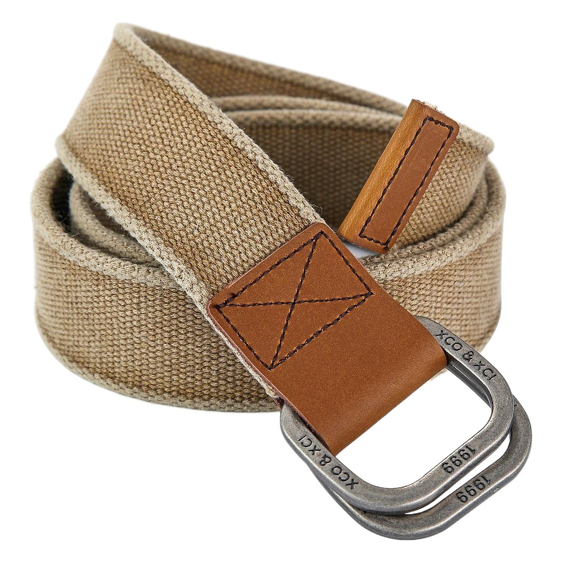 New double loop buckle woven elastic canvas cotton men's woven vintage belt decoration commuting simple leisure