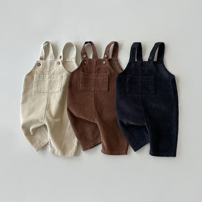 Children's Wear Infant and Toddler Korean-style Ins Spring and Autumn Unisex Infant and Toddler Multi-color Corduroy Korean-style Casual Strap Pants