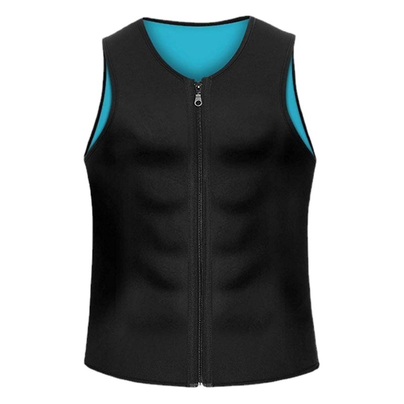 Men's Body Shaping Clothes Amazon Zipper Sweaty Sports Vest Large Size Sweaty Fitness Sauna European and American Body Shaping Clothes