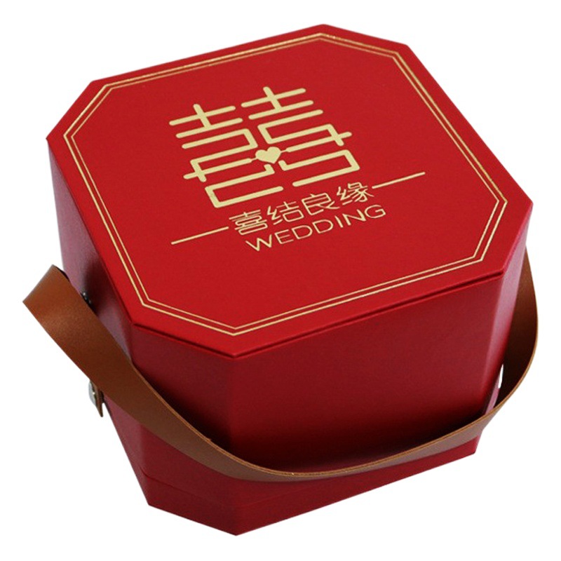 Factory in stock wholesale wedding candy gift box wedding bridesmaid hand gift leather octagonal portable gift box