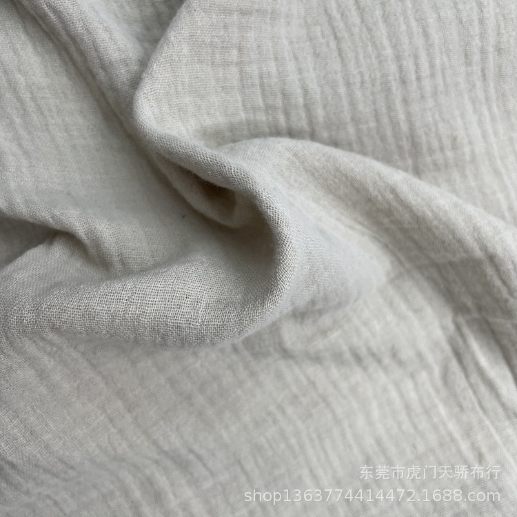 In stock woven cotton double-layer wrinkled cloth 133g double-layer linen double-layer gauze casual clothing shoes and hats fabric