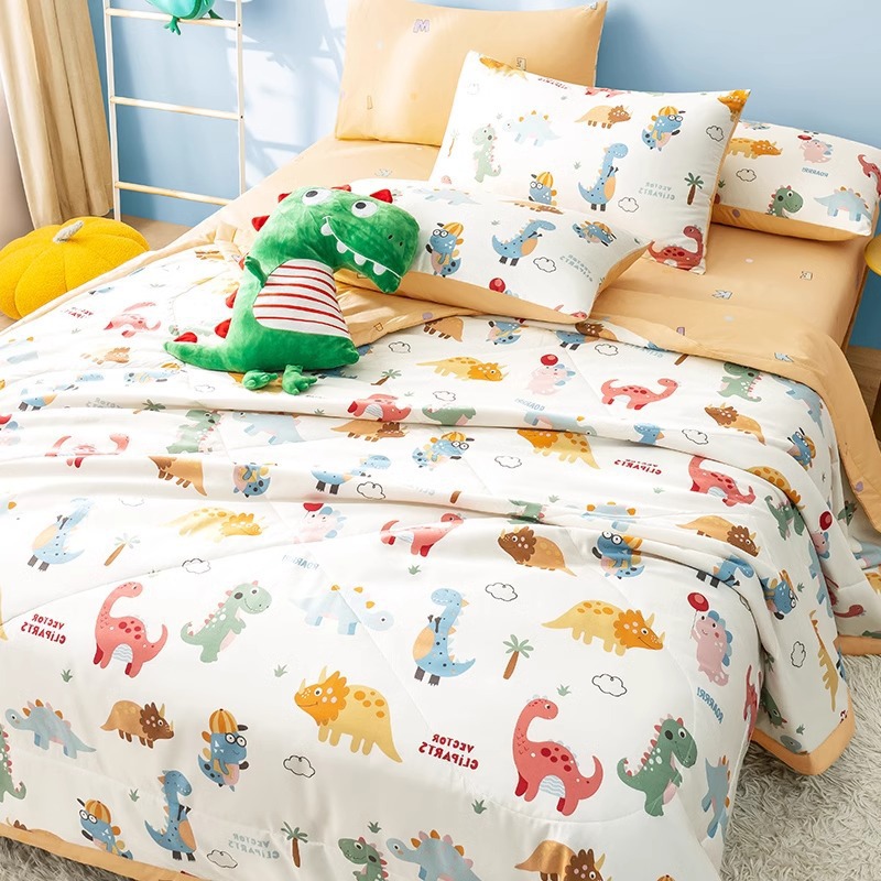 Picture of Class a Kidsren's Summer Quilt Air-Conditioned Quilt Pure Cotton Quilt Student Thin Quilt Core Machine Washable Summer Cool Quilt Four-Piece Set 4