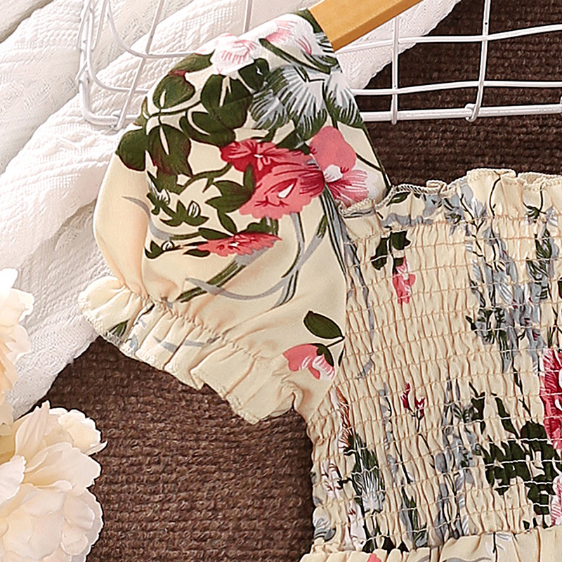 Picture of European and American Girls' Dresses Export Kidsren's Clothing 2025 Summer New Kidsren's Princess Style Printed Short-Sleeved Skirts Wholesale