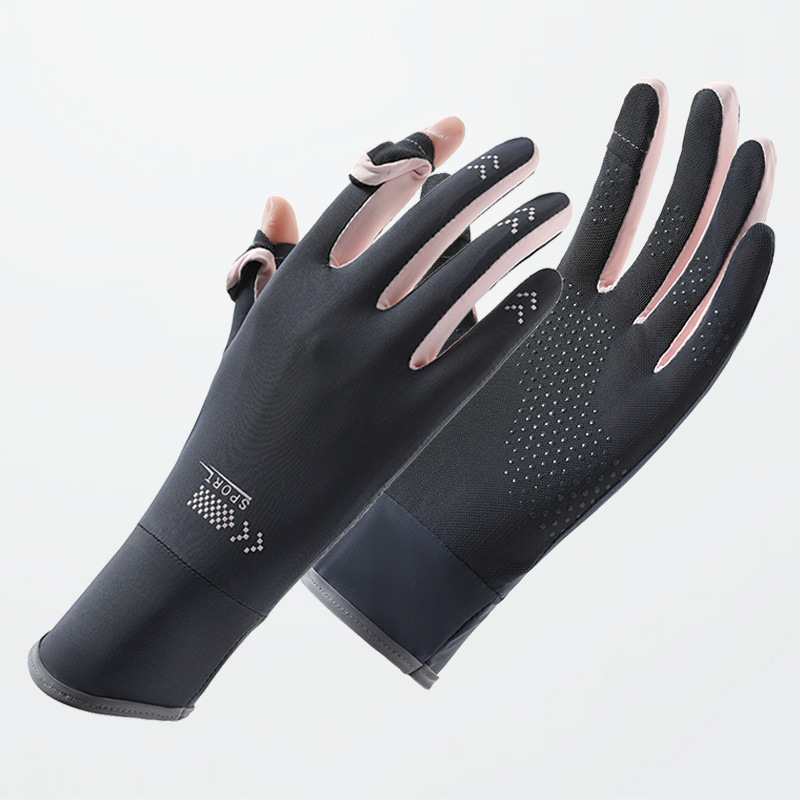 Picture of Sunscreen Gloves Women's Anti-UV Driving Finger Leaky Shade Breathable Cool Ice Silk Summer Thin Riding Full Finger