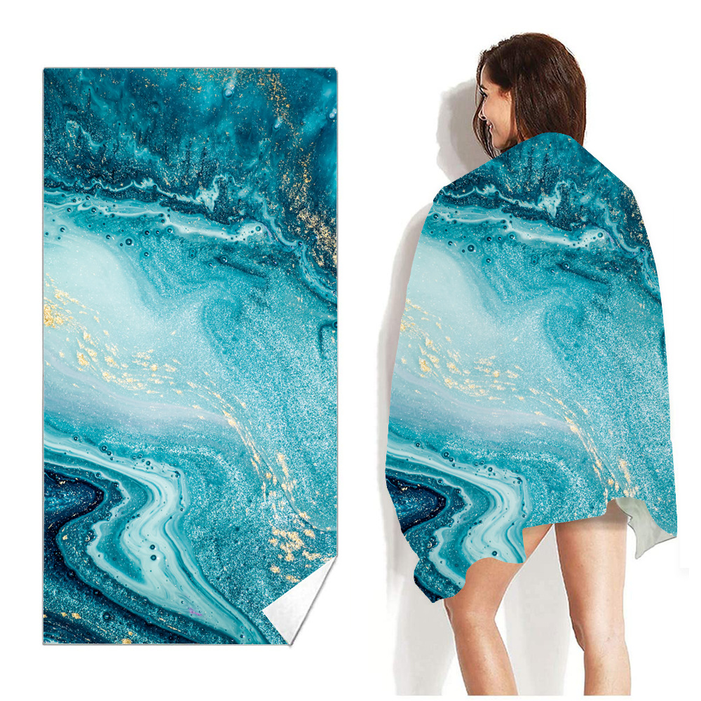 Picture of New Cross-Border Amazon European and American Double-Sided Velvet Quick-Drying Bath Towel Customizable Printed Towel Beach Swimming Beach Towel