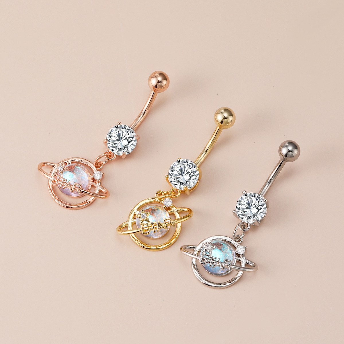 Amazon body piercing jewelry navel nail planet navel nail tassel navel ring stars universe fashion navel buckle