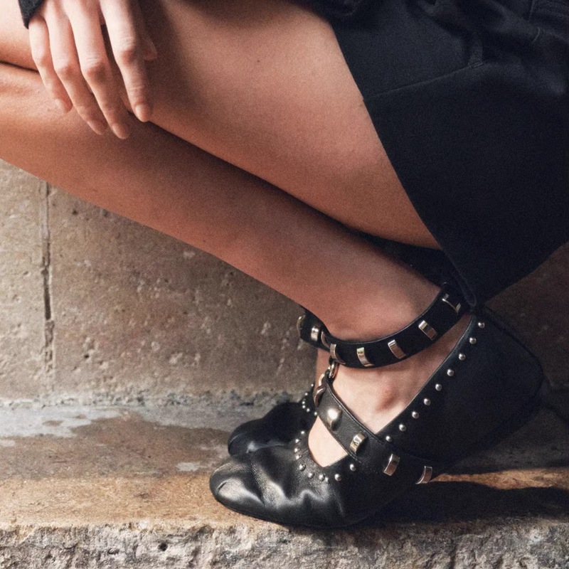 Vintage Rivet Single-layer Shoes Women's Spring and Autumn New Fashion Round Toe All-match Ballet Shoes with Casual Flat Shoes Black