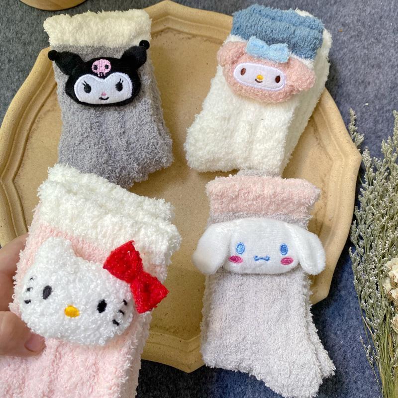 Zhuji factory wholesale coral velvet socks white Lolita cute cartoon moon socks