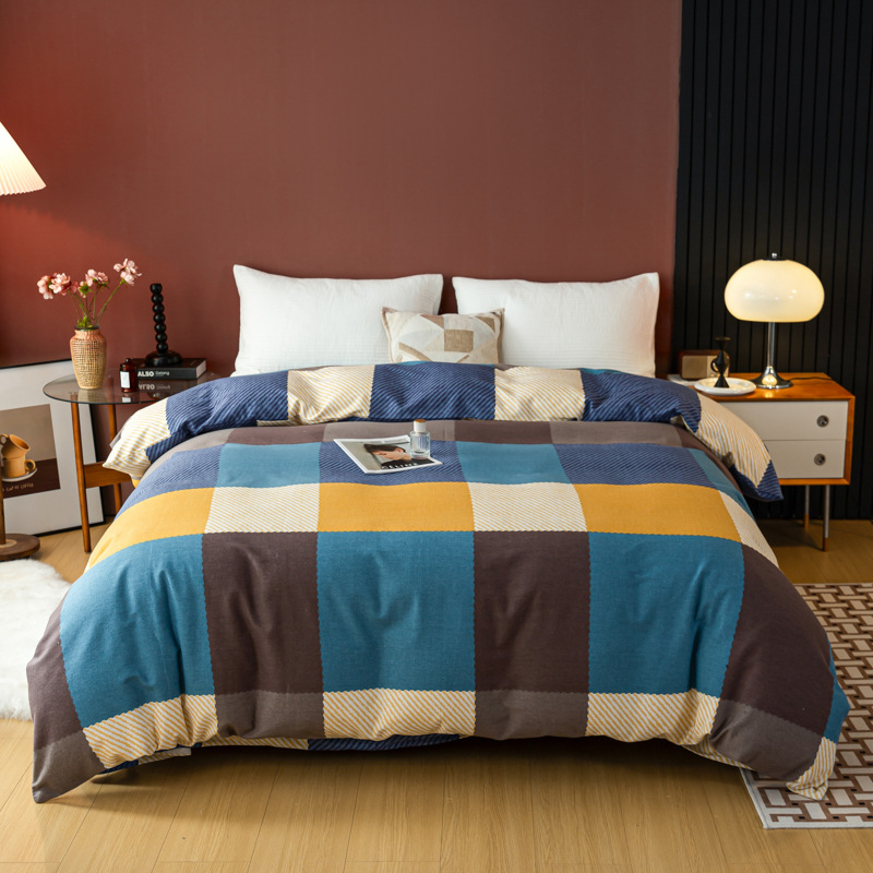 Picture of Cotton brushed duvet cover single piece modern simple single double dormitory thickened quilt cover pure cotton duvet cover single piece