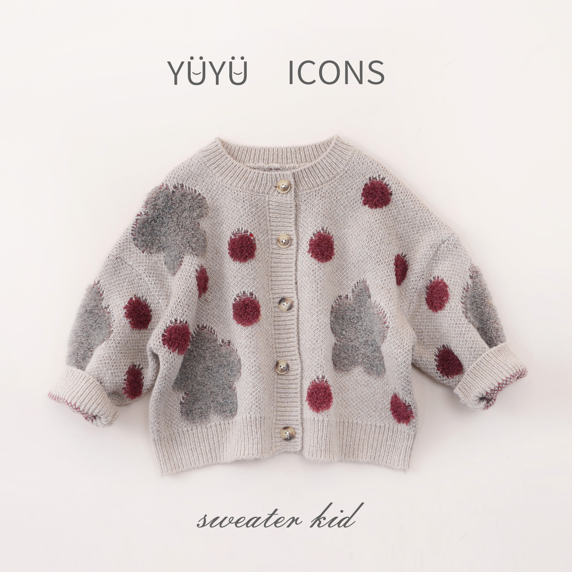 Picture of 2024 Spring New Korean Style Children's Clothing Girls Large Polka Dot Sweater Children's Sweater Baby Girl Knitted Cardigan