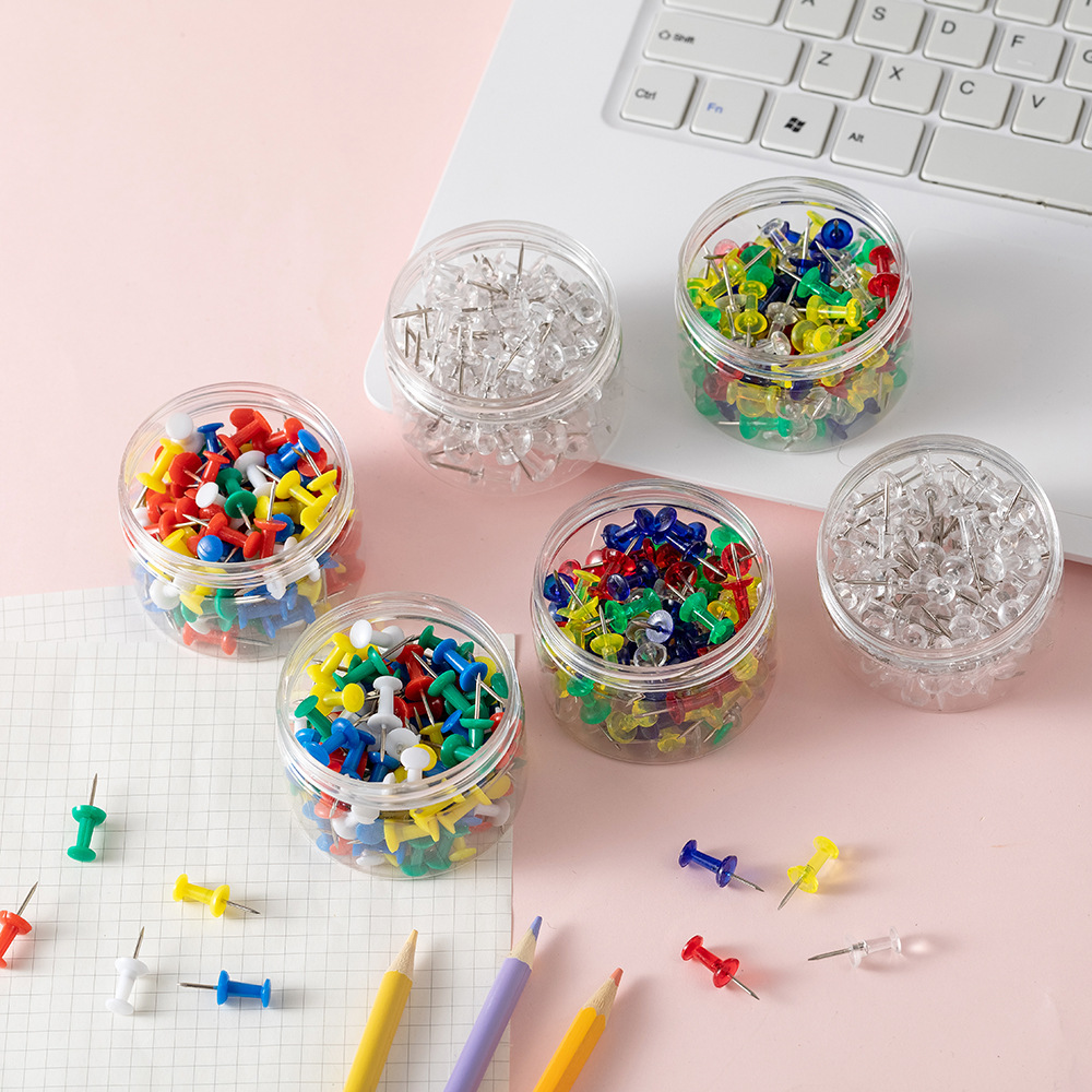 Picture of Color painting drawing nail I-shaped nail press nail photo wall boxed Creative plastic cork nail 100 pieces/box