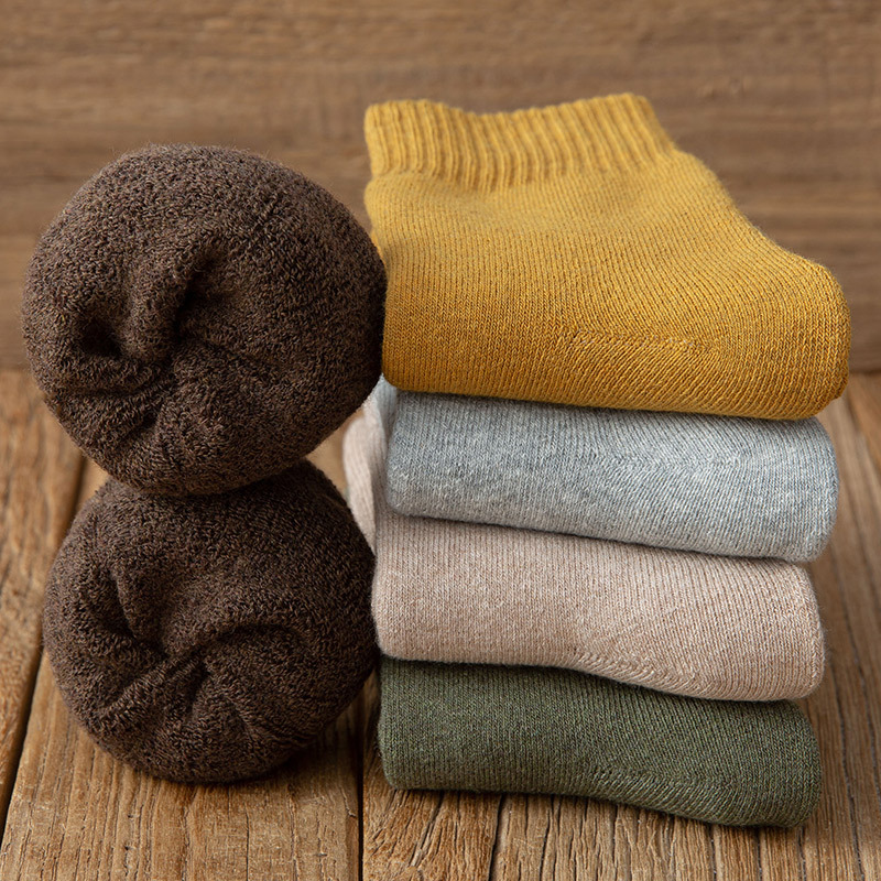 Pure plain socks men's stockings autumn and winter thick terry socks deodorant socks thick cotton socks long towel socks