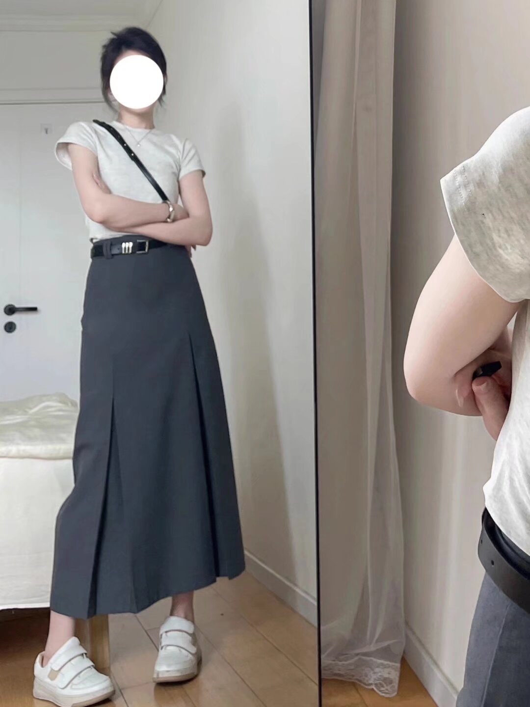 Picture of Solid Color High Waist Pleated Dress Women's Autumn and Winter plus size chubby girl Hip Covering Slimming Pear-Shaped Figure A- Shaped Mid-Length Dress