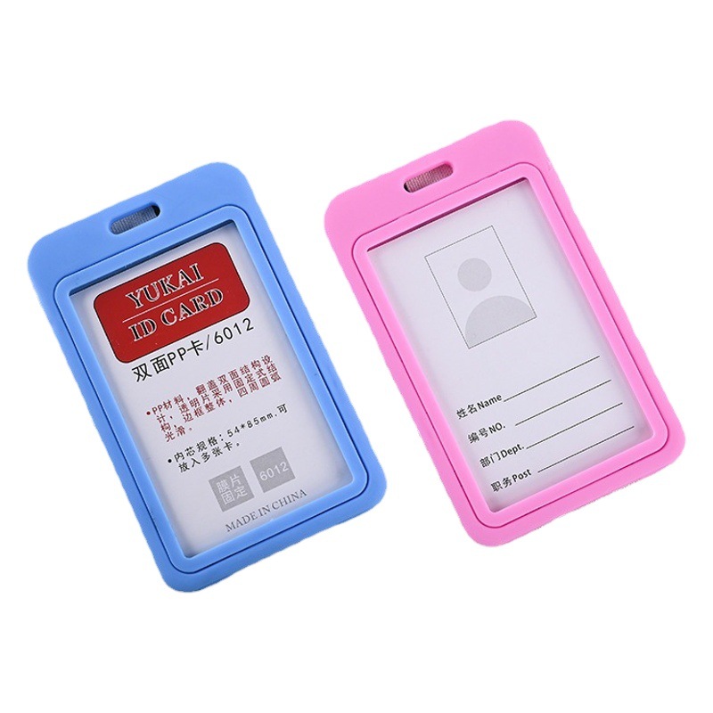 Spot diaphragm fixed double-sided transparent employee work card plastic ID badge card set lanyard ID card