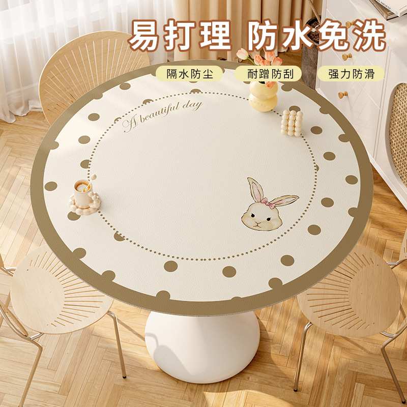 Picture of Round table mat oil-proof waterproof disposable leather table mat tea table non-slip mat cloth round table mat large round tablecloth