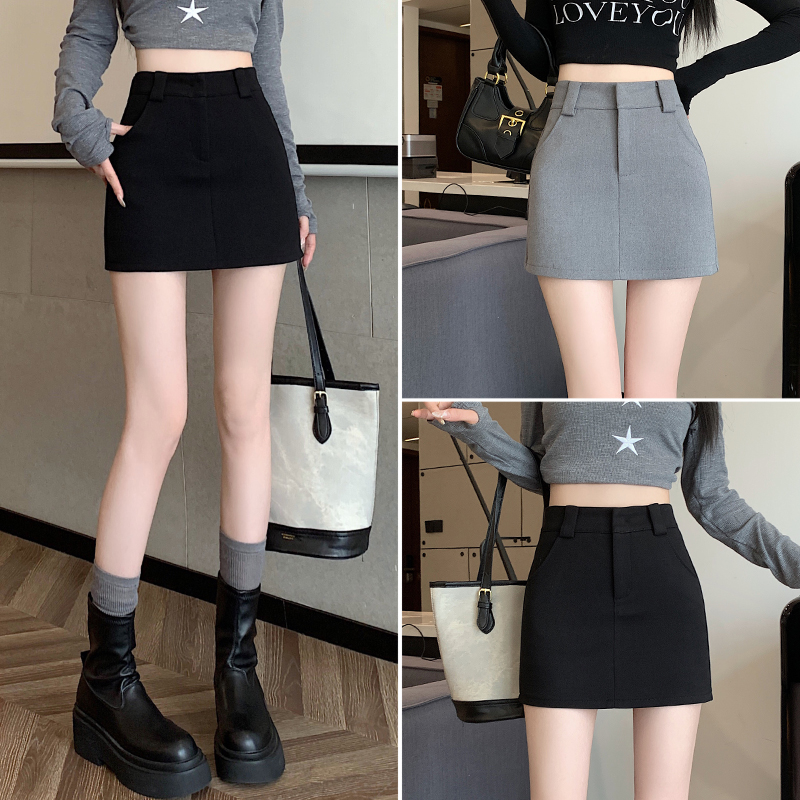 Black Suit Skirt High Waist A- Line Skirt Short Skirt Spring Dress Women 2024 New Hip Skirt Skirt Trendy
