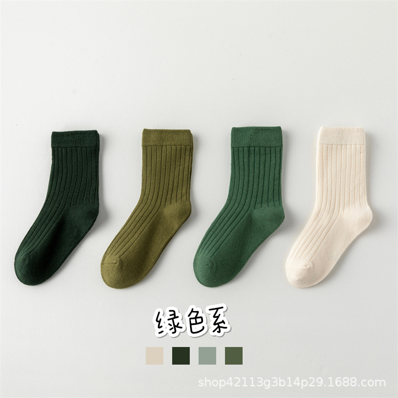 Picture of Children's socks spring and autumn Class A cotton boys' and girls' socks Korean style solid color baby mid-calf socks autumn medium and large children's fashion