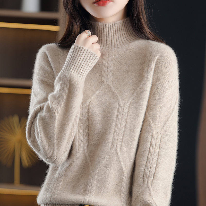 Picture of Fleece-lined sweater women's winter thickened inner half turtleneck bottoming shirt 2024 autumn and winter New popular high-grade Western style top