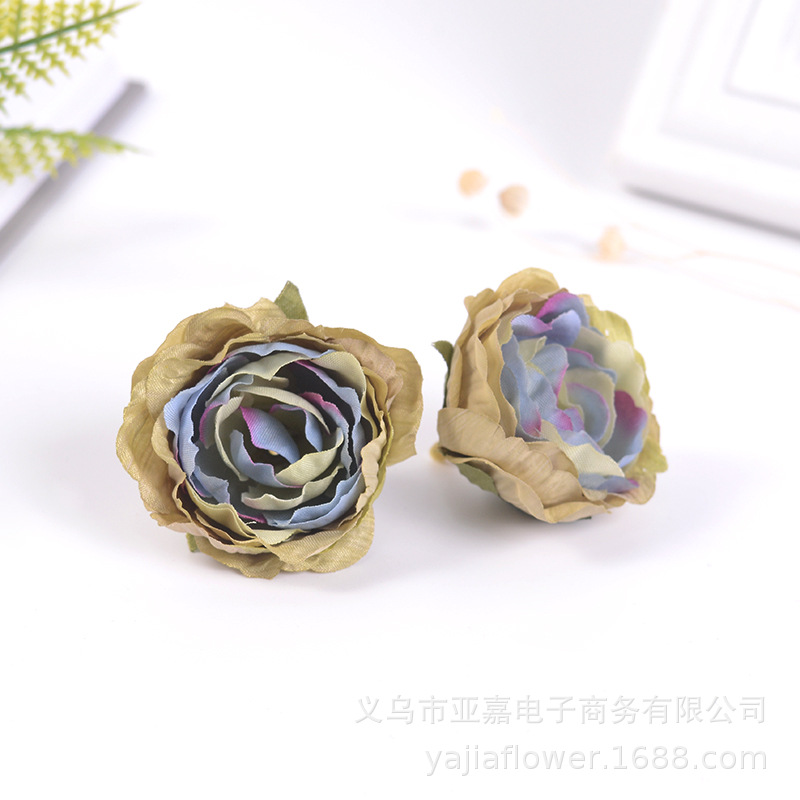 Picture of Artificial Flower Head diy Handmade Accessories Headgear Flower Court Color Flower Morandi Color Tea Rose Fragrant Princess Peony