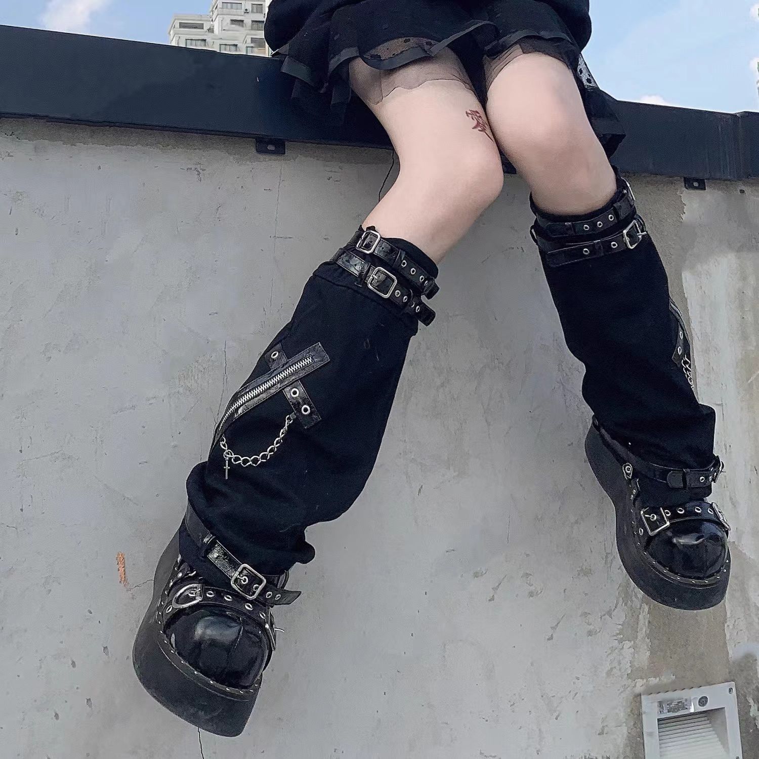 Cross-border Japanese Spice Girls Cyberpunk Cos Leg Jacket Subculture y2k Loose Socks Stacks Stacks for Women