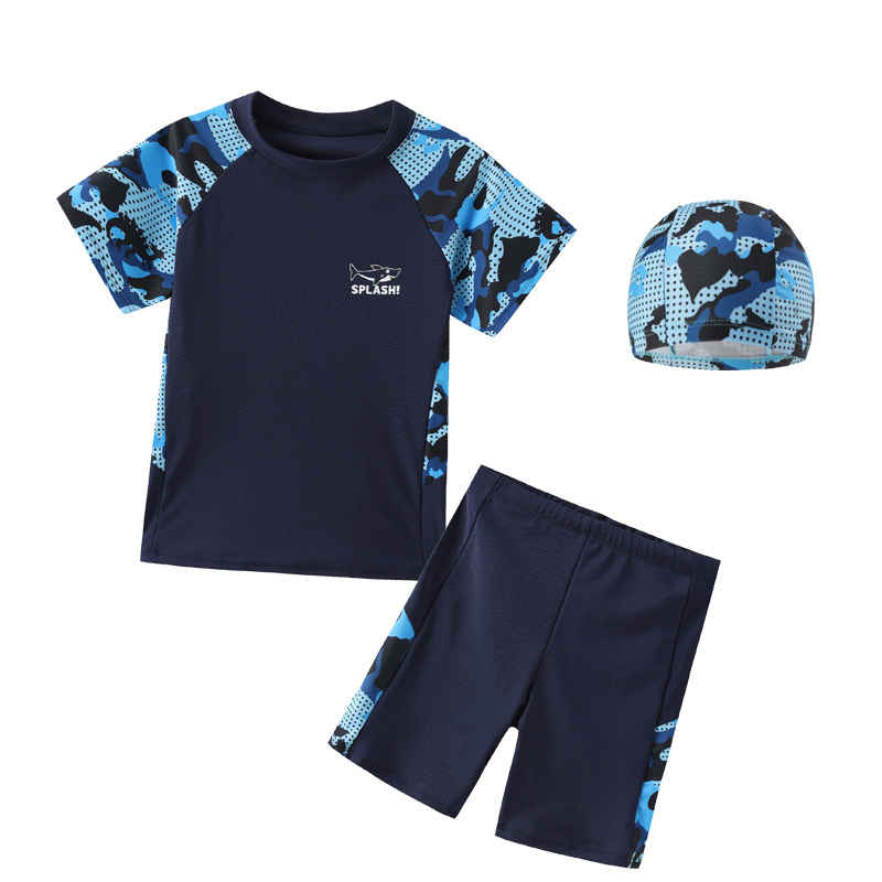 Picture of Children's Swimsuit Boys' Large Size Professional Quick-Drying Training Swimsuit Youth Split Double-Layer Pants Anti-Embarrassment Swimsuit