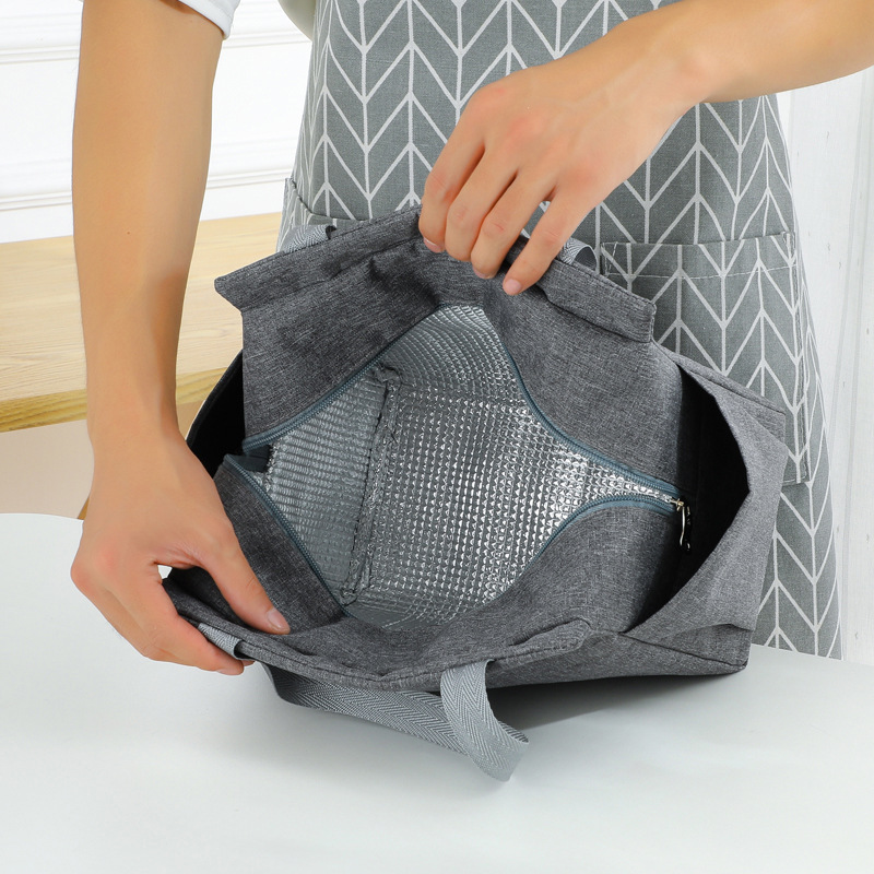 Picture of Double-Mouth Insulated Lunch Box Bag Portable Office Handheld Lunch Bag Double-Side Lunch Bag with Meal Bag Insulation Bag