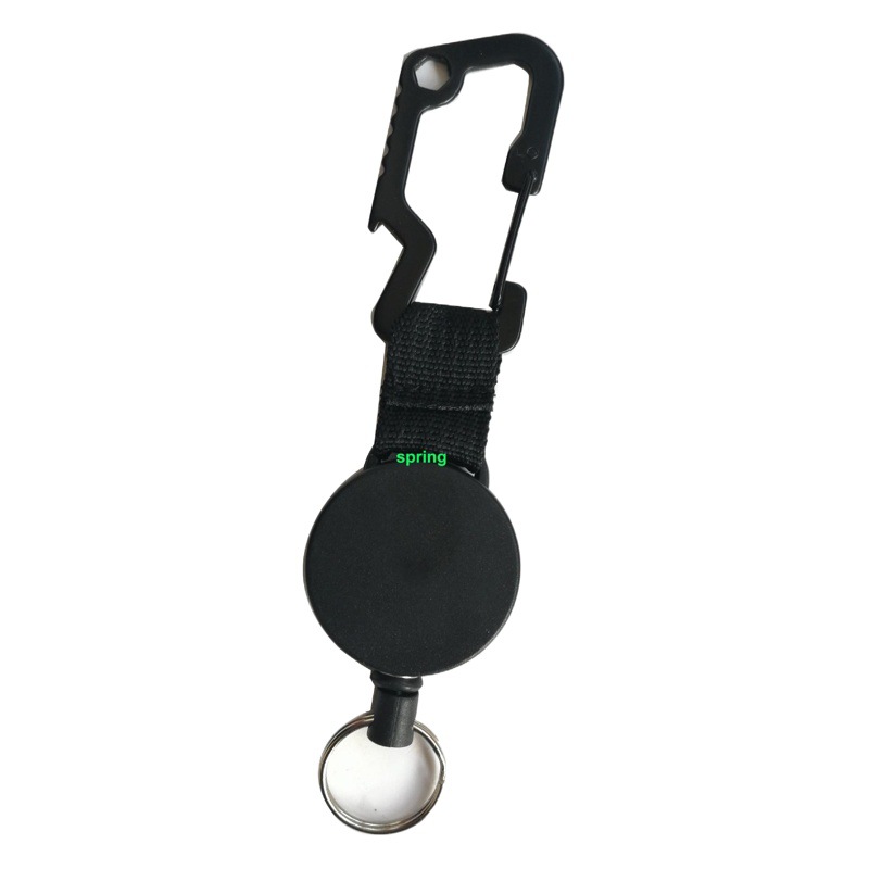 Multifunctional Carabiner Telescopic Easy-Pull Buckle Outdoor Keychain 1.0mm Thick Wire Rope Webbing Easy-Pull