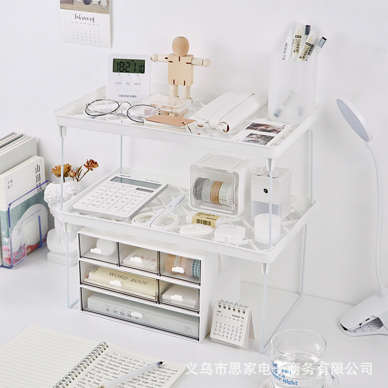 Picture of ins-style Desktop Iron Elevated Rack Foldable Dormitory College Dormitory Storage Non-printed Style Book Desktop Storage Rack