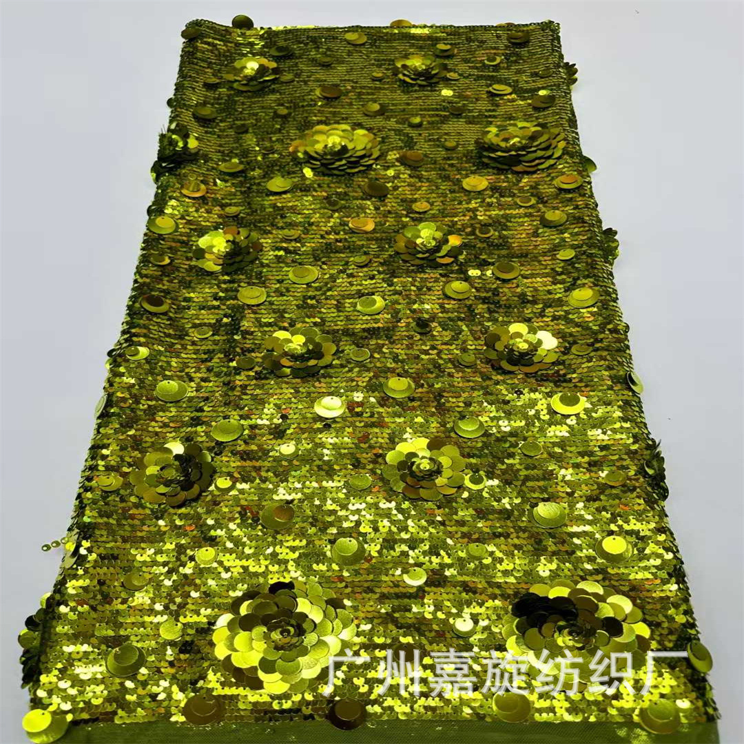 Full Version of Sequin Stacked Embroidered Cloth 3+5+9 cm Sequin Mesh Fabric Fashion Performance Dress Half Skirt Decorative Cloth