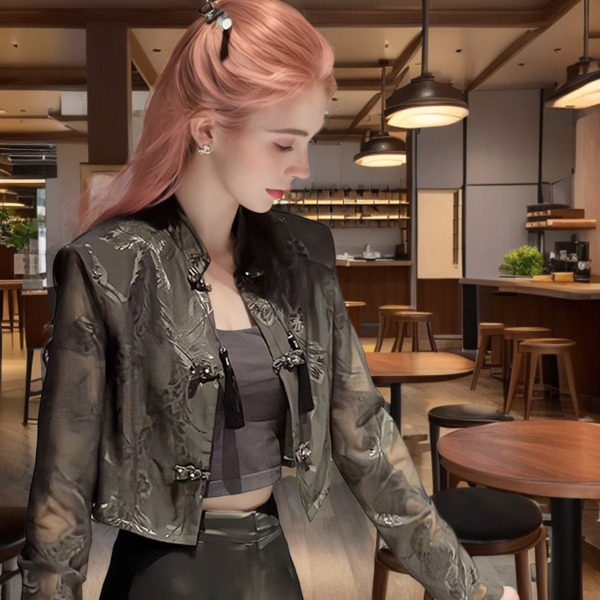 Picture of Cross-border 2024 New Sunscreen Shirt New Chinese Style National Style Women's Summer Casual All-match Slim-fit Top for Foreign Trade