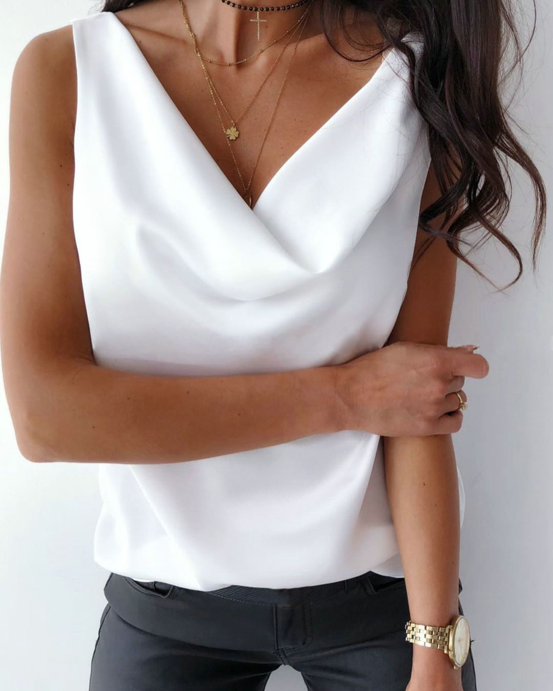 Picture of Cross-Border Fashion European and American Business Casual Office Wear Versatile Elegant French Design Women's Vest Shirt European and American Style