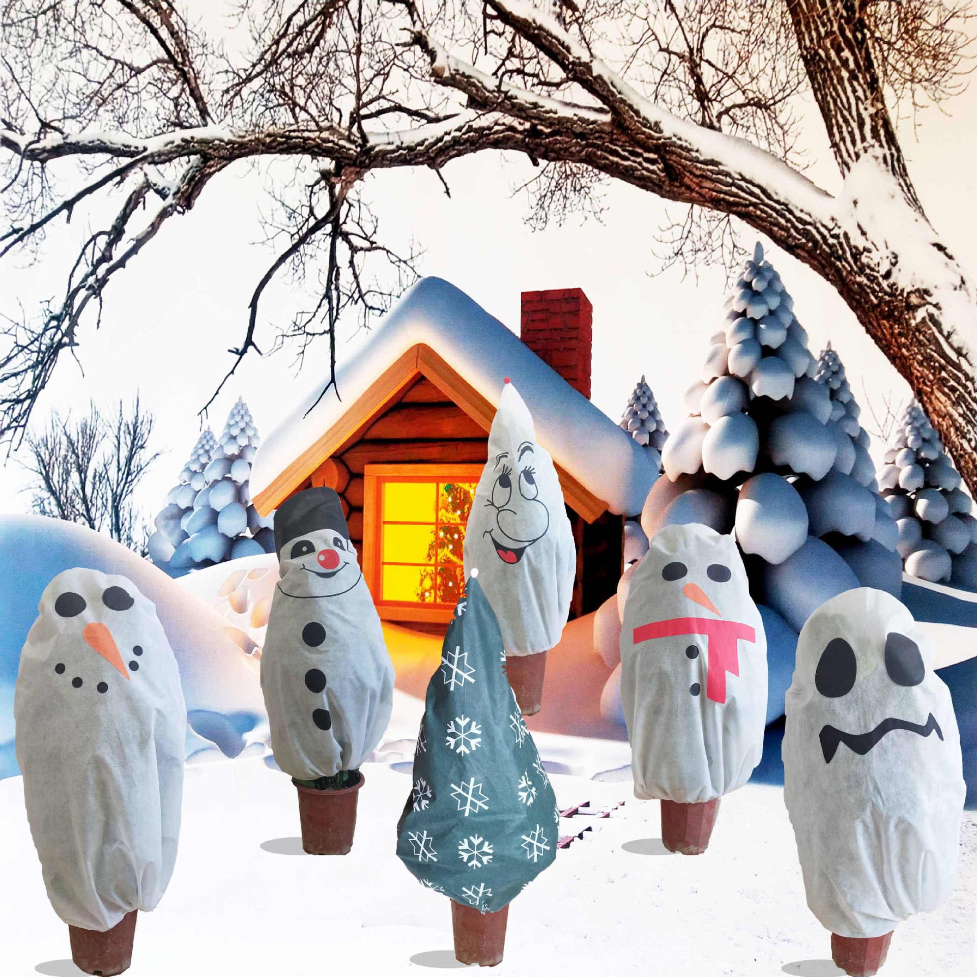 Picture of Christmas Gardening Decoration Supplies Non-Woven Christmas Tree Protective Cover Plant Cold-Proof and Insect-Proof Non-Woven Tree Cover
