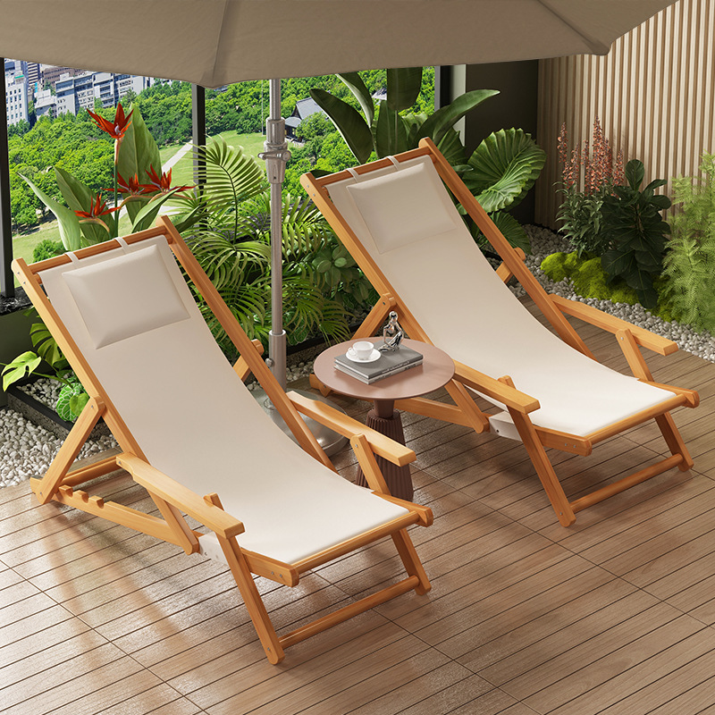 Recliner Folding Outdoor Beach Chair Canvas Camping Chair Courtyard Sitting Reclining Leisure Lazy Chair 2025 New Style