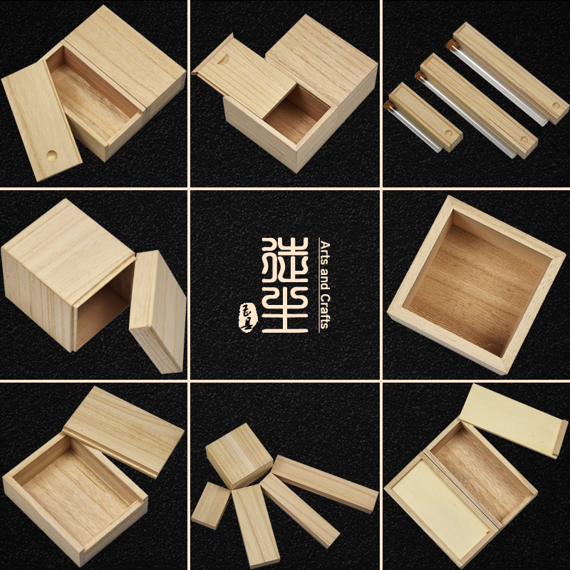 Japanese Paulownia Wood Box Custom Small Pull-Out Storage Box High-End Gift Wooden Box Custom Wooden Incense Packaging Box