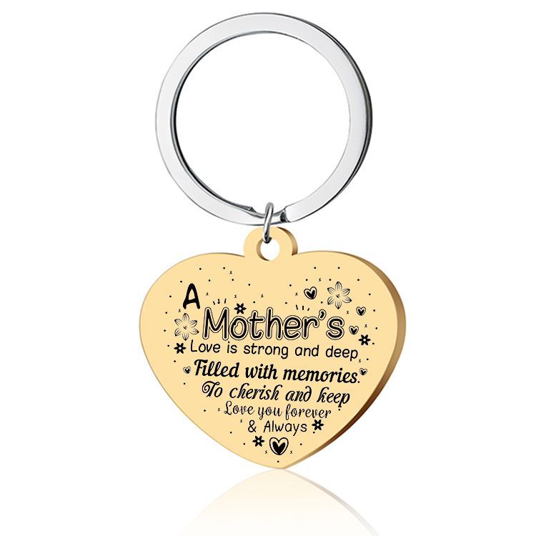 Picture of 2025 Cross-Border Keychain Large Heart Shaped Stainless Steel Pendant Necklace Mother's Day Gift Engravable Gift Wholesale