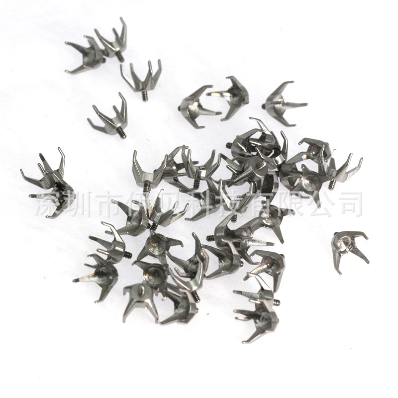 Stainless steel M1.0 claw support empty embryo four claw round zircon ear nail support diy ear bone nail accessories in stock